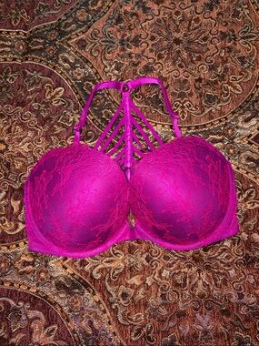 Strappy Bombshell Push-Up Bra in Fuchsia